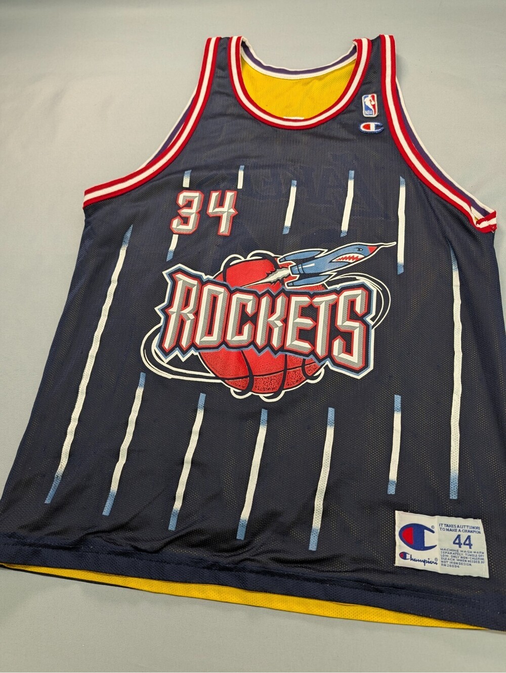 Lakers Rockets Shaq Olajuwon 34 Champion NBA Jersey 44 Large